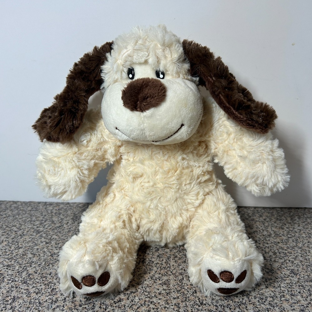 Teddy Mountain Puppy Dog Beige Brown Long Eared Plush 13" Stuffed Hidden  Pocket